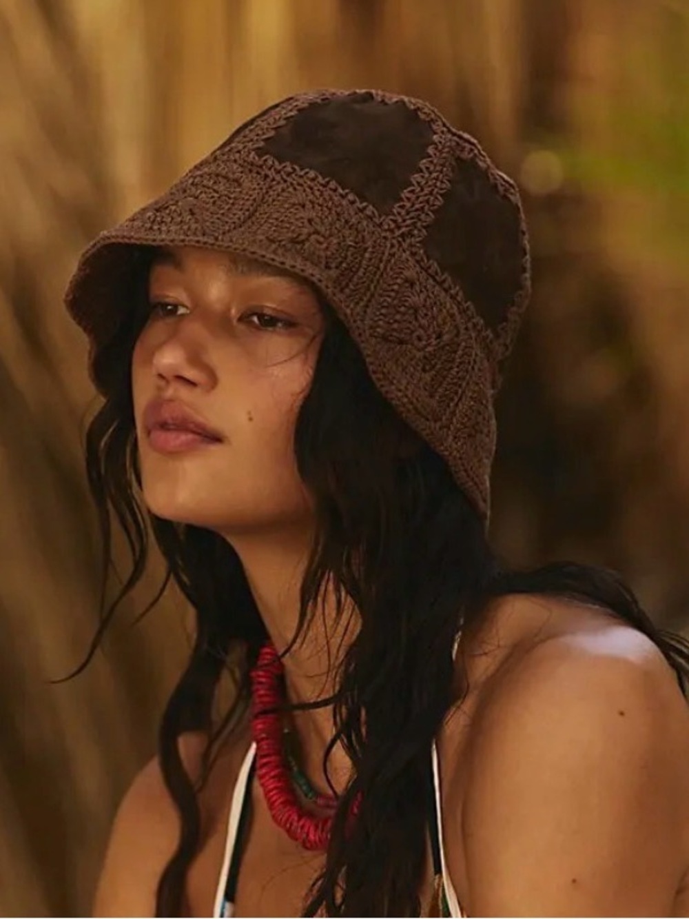 Free People Cameron Suede Bucket Hat. NWT. Brown